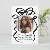 Faire-part Moderne Elegant Black Bow 2 - Diplôme photo (Debout devant)