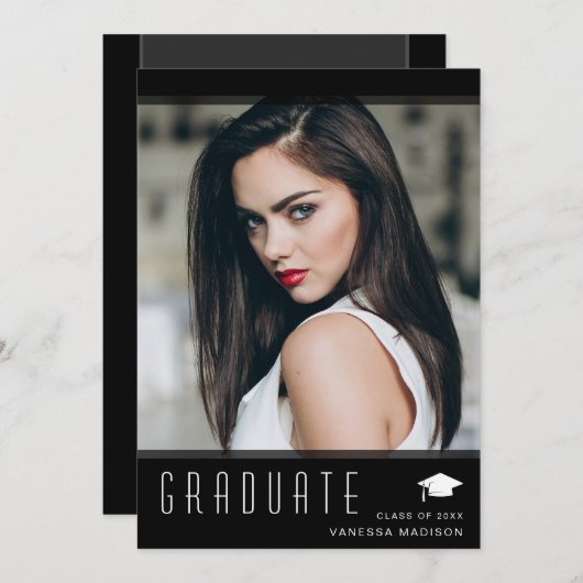 Faire-part Moderne Élégant Diplômé élégant Photo (Devant / Derrière)