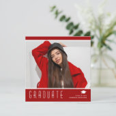 Faire-part Moderne Élégant Diplômé élégant Photo Rouge & Blan (Debout devant)
