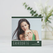 Faire-part Moderne Élégant Diplômé Élégant Photo Vert Blanc (Debout devant)