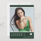 Faire-part Moderne Élégant Diplômé Élégant Vert photo élégant (Devant)