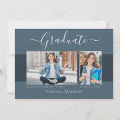 Faire-part Moderne | Elégant Dusty Blue 2 Photo Graduation (Devant)