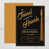 Faire-part Moderne Elegant Gold Tassel Black Graduation (Devant / Derrière)