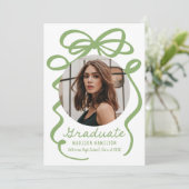 Faire-part Moderne Elegant Green Bow 2 - Diplôme photo (Debout devant)