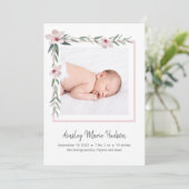 Faire-part Moderne Élégant Nouveau bébé fille photo naissance (Debout devant)