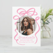 Faire-part Moderne Elegant Pink Bow 2 - Diplôme photo (Debout devant)