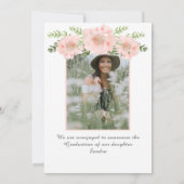 Faire-part Moderne Elegant Pink Poppy graduation florale (Dos)