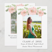 Faire-part Moderne Elegant Pink Poppy graduation florale (Devant / Derrière)