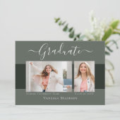 Faire-part Moderne | Elégant Sage Green 2 - Diplôme photo (Debout devant)