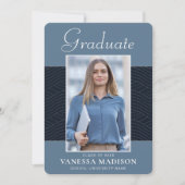 Faire-part Moderne | Élégant Script Dusty Blue 1 Photo Grad (Devant)