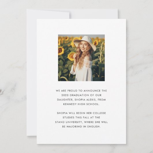 Faire-part Moderne Élégant Script superposition 2 Photo Gradu (Dos)