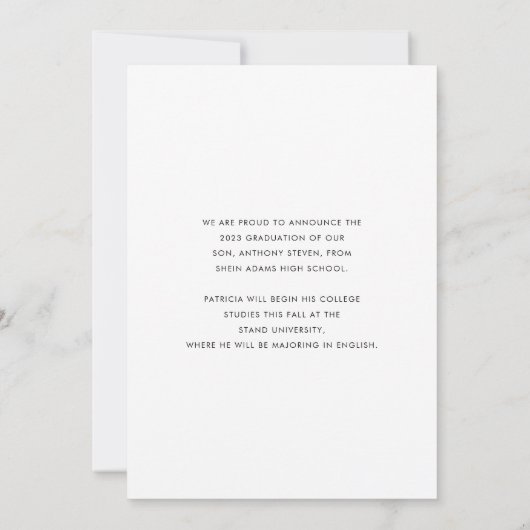Faire-part Moderne Élégant Script superposition photo Graduat (Dos)