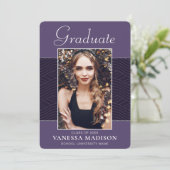 Faire-part Moderne | Élégant Script Violet violet 1 Photo Gra (Debout devant)