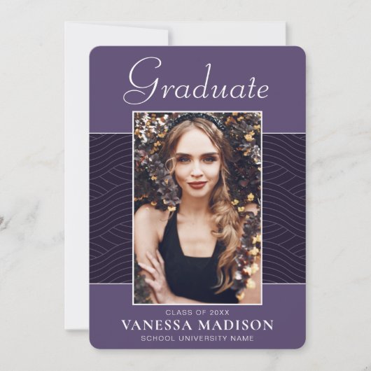 Faire-part Moderne | Élégant Script Violet violet 1 Photo Gra (Devant)