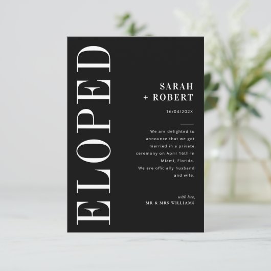 Faire-part moderne en noir et blanc (Debout devant)