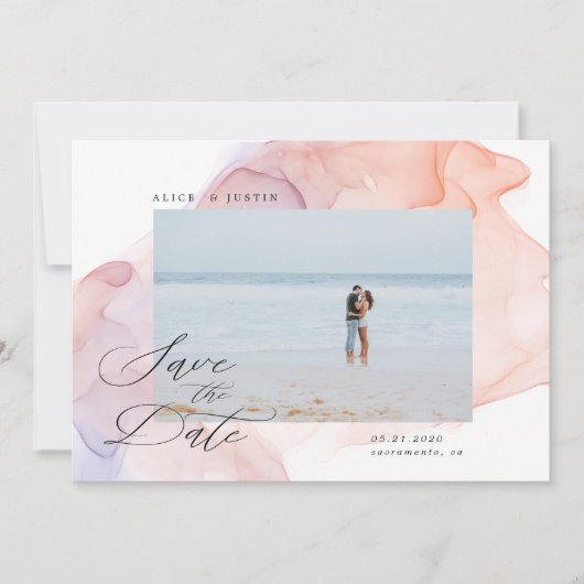 faire-part moderne en soie transparente pour Save (Devant)