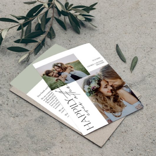 Faire-part Moderne et heureux jamais après Mariage photo