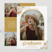 Faire-part Moderne Floral Arched Photo Graduation (Devant / Derrière)
