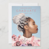 Faire-part Moderne | Floral de corail marin | Graduation aqua (Devant)
