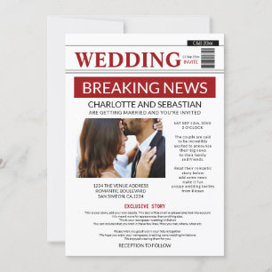 Faire-part Moderne Fun Breaking News Journal Mariage
