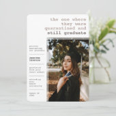 Faire-part Moderne Funny Quarantiné Vidéo Photo Graduation (Debout devant)