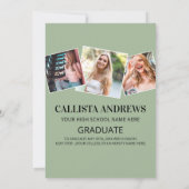 Faire-part Moderne Geo Sage Vert Dusty Rose Photo Graduation (Dos)