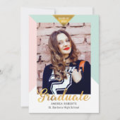 Faire-part Moderne Géométrique Gold Look Grad Photo Graduatio (Devant)