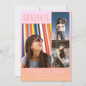 Faire-part Moderne Girly Rose Girl Graduation au lycée (Devant)