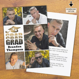 Faire-part Moderne Grad Année Gradient Or Noir 6 Photos