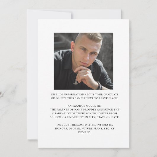 Faire-part Moderne Grad Année Gradient Or Noir 6 Photos (Dos)