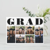Faire-part Moderne GRAD Lycée 6 photo Collage Graduation (Debout devant)