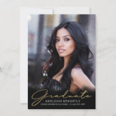 Faire-part Moderne Graduate 4 Photos Script Black Gold (Devant)