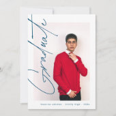 Faire-part Moderne Graduate Blue Photo Lycée Graduate (Devant)