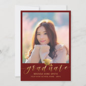 Faire-part Moderne Graduation 2 Photo Gold Script Casquette e (Devant)