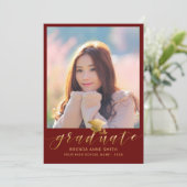 Faire-part Moderne Graduation 2 Photo Gold Script Casquette e (Debout devant)