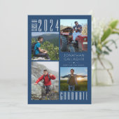 Faire-part Moderne Graduation Blue Four Photo (Debout devant)