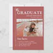 Faire-part Moderne Graduation Photo Feature & Fun Facts Rouge (Devant)