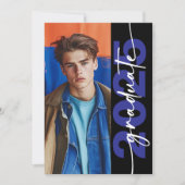 Faire-part moderne Gras Bleu Typographie (Devant)