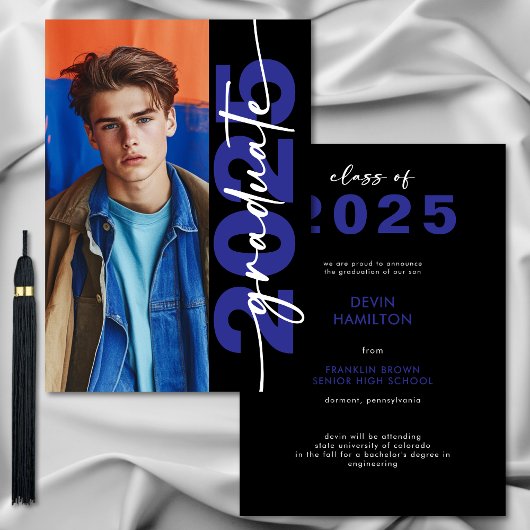 Faire-part moderne Gras Bleu Typographie