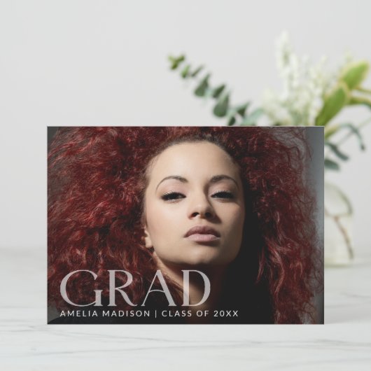 Faire-part Moderne Gras Classé Texte transparent Grad 2 Photo (Debout devant)