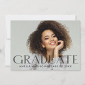 Faire-part Moderne Gras foncé Texte transparent Chic Grad Pho (Devant)