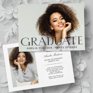 Faire-part Moderne Gras foncé Texte transparent Grad 2 Photo