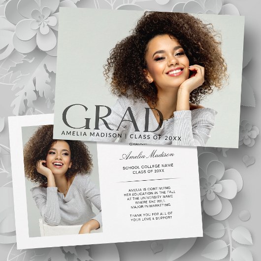 Faire-part Moderne Gras foncé Texte transparent Grad 2 Photo