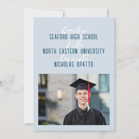 Faire-part Moderne Gras Script Garçon Lycée Graduation (Devant)