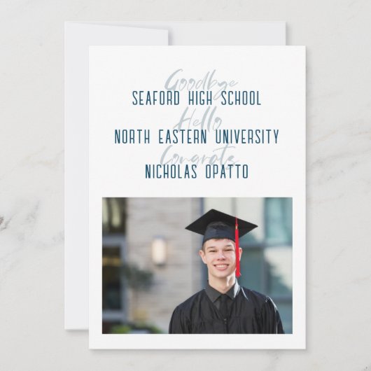 Faire-part Moderne Gras Script Garçon Lycée Graduation (Devant)