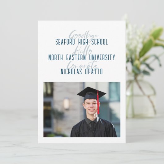 Faire-part Moderne Gras Script Garçon Lycée Graduation (Debout devant)