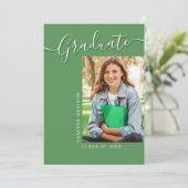 Faire-part Moderne | Green 1 Photo Elegant Script (Debout devant)