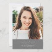 Faire-part Moderne gris 6 photos grille collage graduation (Dos)