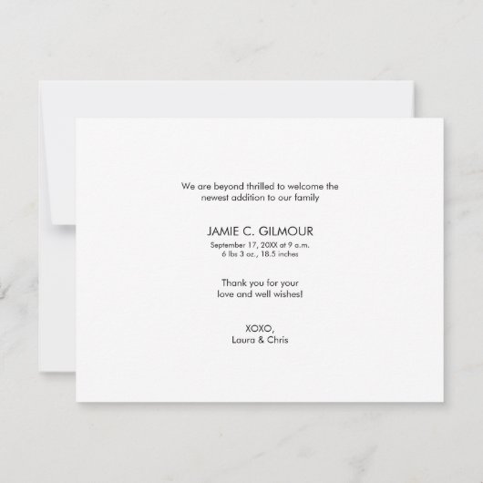 Faire-part Moderne Je suis arrivé Bébé mignon Photo Naissance (Dos)