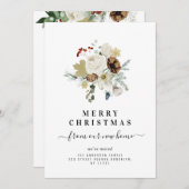 faire-part moderne joyeux Noël fleuri (Devant / Derrière)